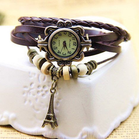 Вінтажні годинник-браслет коричневі
