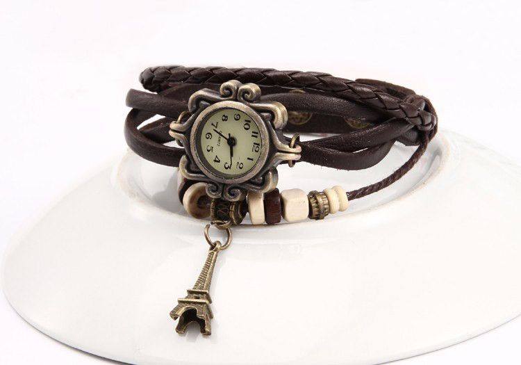 Винтажные часы-браслет коричневые