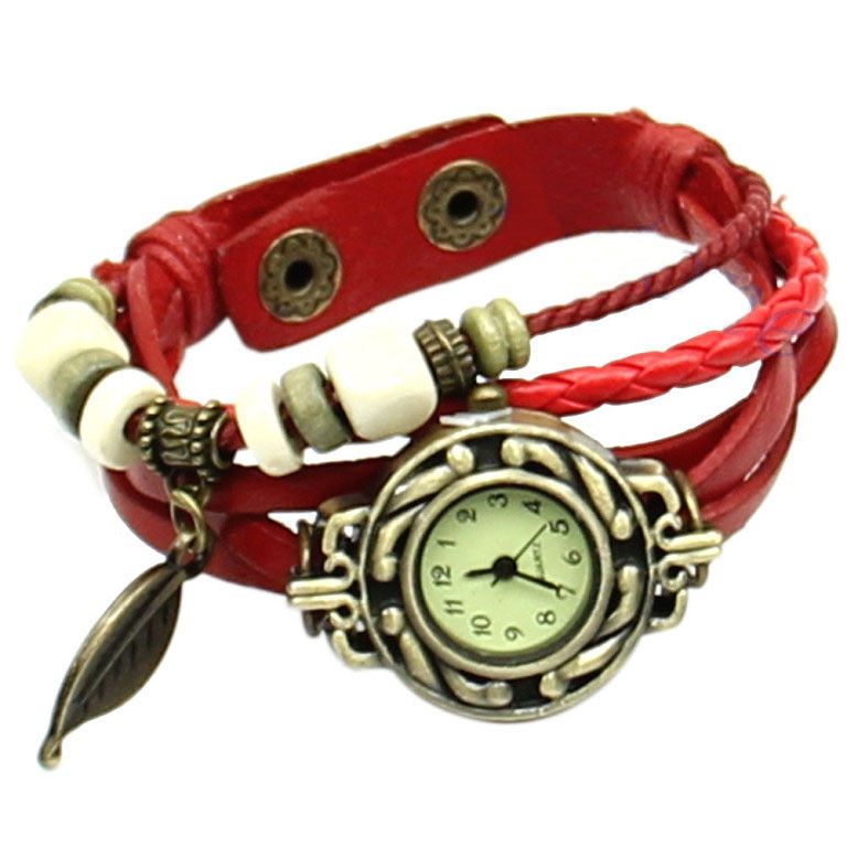 Вінтажні годинник-браслет червоні