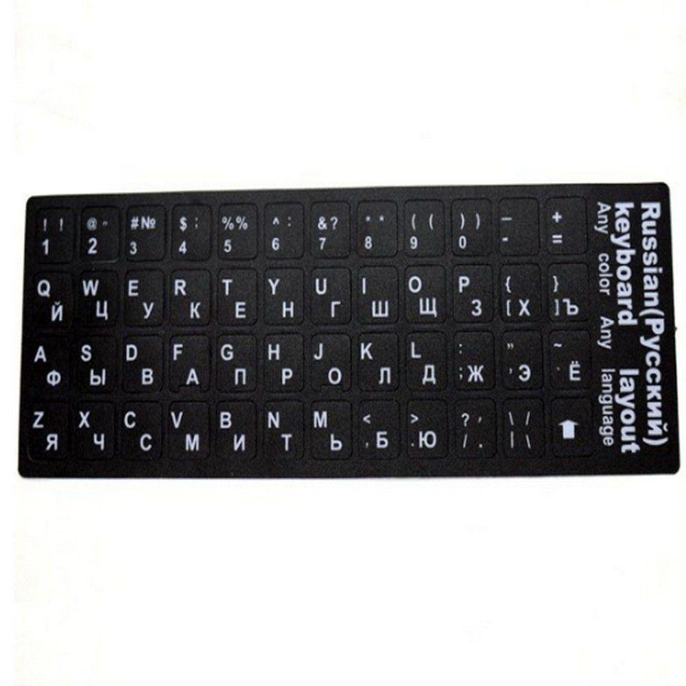 Наклейки на клавіатуру ноутбука російсько-англійські матові