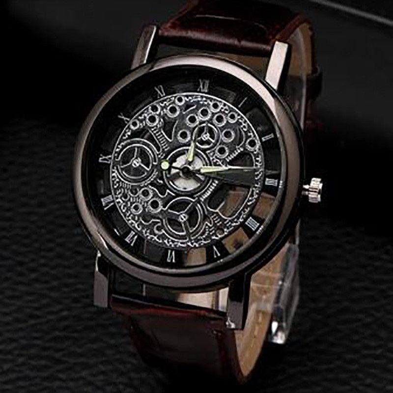 Часы мужские "Скелетон" коричневые