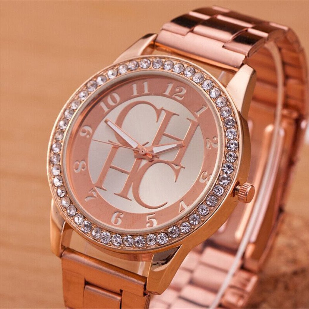 Роскошные часы CH сталь розовое золото в кристалах